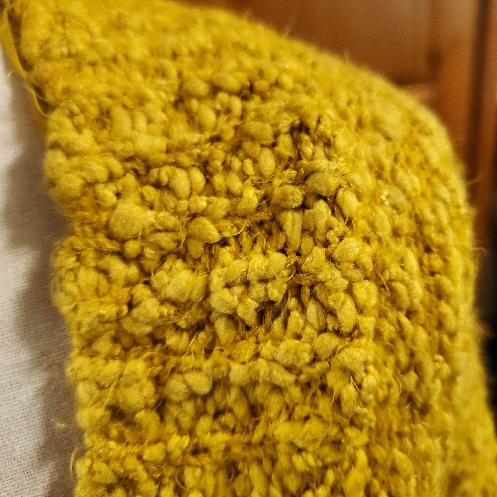 Mustard yellow crochet Whimsy grunge cardigan sweater fuzzy free people Boho - Picture 8 of 9